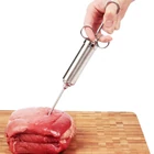 Kép 3/6 - Rozsdamentes acél fecskendő hús injektor 60ml (2 tűvel)