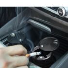 Kép 4/9 - Univerzális hamutartó hordozható fém, autós pohártartóba (6 x 9,5 cm) fekete
