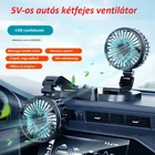 Kép 6/6 - Autós műszerfali ventilátor kétfejes, 5 V-os USB-s (fehér)