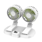 Kép 1/6 - Autós műszerfali ventilátor kétfejes, 5 V-os USB-s (fehér)