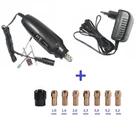 Kép 1/3 - Mini gravírozó, fúró és csiszoló gép, tartozékokkal, 12V/12000 fordulat + 8 db-os tokmánykészlet (404191)