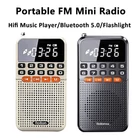 Kép 2/11 - Hordozható bluetooth zsebrádió LED kijelzővel, zseblámpával, MP3 lejátszó (fehér)