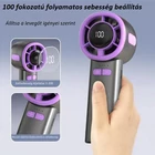 Kép 4/10 - Hordozható kézi ventilátor, USB újratölthető, digitális kijelzős, 100 sebességes (szürke)