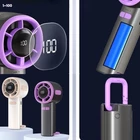 Kép 6/10 - Hordozható kézi ventilátor, USB újratölthető, digitális kijelzős, 100 sebességes (szürke)
