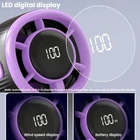 Kép 7/10 - Hordozható kézi ventilátor, USB újratölthető, digitális kijelzős, 100 sebességes (szürke)