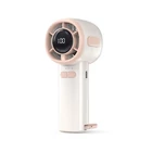 Kép 1/10 - Hordozható kézi ventilátor, USB újratölthető, digitális kijelzős, 100 sebességes (fehér)