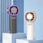 Kép 2/10 - Hordozható kézi ventilátor, USB újratölthető, digitális kijelzős, 3 sebességes (szürke)