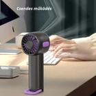 Kép 9/10 - Hordozható kézi ventilátor, USB újratölthető, digitális kijelzős, 3 sebességes (szürke)