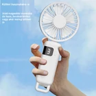 Kép 11/13 - Hordozható ventilátor, összecsukható, digitális kijelzős, USB töltéssel (fehér)