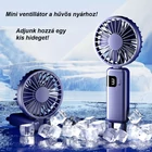 Kép 3/13 - Hordozható ventilátor, összecsukható, digitális kijelzős, USB töltéssel (rózsaszín)