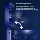 Kép 6/13 - Hordozható ventilátor, összecsukható, digitális kijelzős, USB töltéssel (fehér)