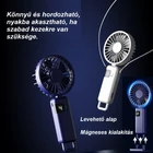 Kép 8/13 - Hordozható ventilátor, összecsukható, digitális kijelzős, USB töltéssel (fehér)