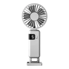 Kép 1/13 - Hordozható ventilátor, összecsukható, digitális kijelzős, USB töltéssel (fehér)