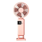Kép 1/13 - Hordozható ventilátor, összecsukható, digitális kijelzős, USB töltéssel (rózsaszín)