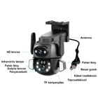 Kép 11/15 - Kültéri WiFi kamera, éjjellátó, mozgásérzékelős, kétlencsés, 4MP, IP67 vízálló (Q821)