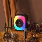 Kép 5/6 - Mini karaoke Bluetooth hangszóró 2 db mikrofonnal (krémfehér)
