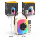 Kép 6/6 - Mini karaoke Bluetooth hangszóró 2 db mikrofonnal (krémfehér)