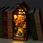 Kép 2/5 - Miniatűr ház DIY 3D fa puzzle könyvkuckó könyvtámasz (TC16 Youran Years)