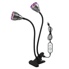 Kép 1/6 - Növény nevelő lámpa csíptethető, USB, fényerő szabályozós, teljes spektrumú (2 fej)