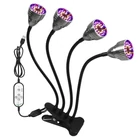 Kép 1/7 - Növény nevelő lámpa csíptethető, USB, fényerő szabályozós, teljes spektrumú (4 fej)