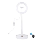 Kép 2/14 - PULUZ 26 cm LED körfény (Ringlight) körlámpa asztali tartóval, telefontartóval (fehér)