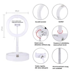 Kép 3/14 - PULUZ 26 cm LED körfény (Ringlight) körlámpa asztali tartóval, telefontartóval (fehér)