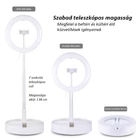 Kép 8/14 - PULUZ 26 cm LED körfény (Ringlight) körlámpa asztali tartóval, telefontartóval (fehér)