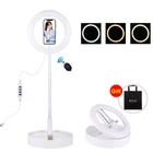 Kép 1/14 - PULUZ 26 cm LED körfény (Ringlight) körlámpa asztali tartóval, telefontartóval (fehér)