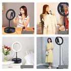 Kép 11/13 - PULUZ 26 cm LED körfény (Ringlight) körlámpa asztali tartóval, telefontartóval (fekete)