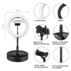 Kép 3/13 - PULUZ 26 cm LED körfény (Ringlight) körlámpa asztali tartóval, telefontartóval (fekete)