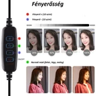 Kép 5/13 - PULUZ 26 cm LED körfény (Ringlight) körlámpa asztali tartóval, telefontartóval (fekete)