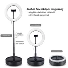 Kép 8/13 - PULUZ 26 cm LED körfény (Ringlight) körlámpa asztali tartóval, telefontartóval (fekete)