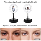 Kép 10/13 - PULUZ 26 cm LED körfény (Ringlight) körlámpa asztali tartóval, telefontartóval (fekete)