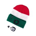 Kép 3/5 - Sapka piros-fehér-zöld, kötött, kivehető LED homloklámpával, USB tölthető (43453)