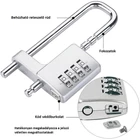 Kép 4/9 - Számzáras lakat, szekrényzár, állítható hosszúságú szárral (42-98mm), ezüst színű