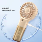 Kép 4/12 - Hordozható kézi párásító ventilátor, USB újratölthető hidratáló elektromos ventilátor (szürke)