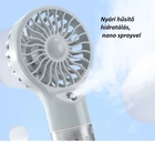 Kép 6/12 - Hordozható kézi párásító ventilátor, USB újratölthető hidratáló elektromos ventilátor (szürke)