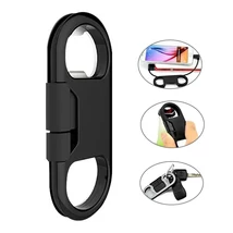 Adatkábel 20 cm-es (Apple 8 pin), palacknyitó és kulcstartó (fekete)