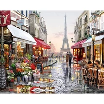Festőkészlet vászon kreatív 28db-os előrajzolt számozott segítsége alapján 40x50 cm Eiffel torony Párizs