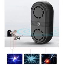 Ultrahangos elektronikus egérriasztó, rágcsálóriasztó, szúnyogriasztó, rovarriasztó beltéri (150 m2), kettős hangszóróval (BG307), fekete