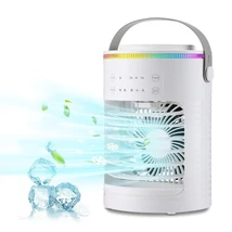 Asztali léghűtő és párásító hűtőventilátor 3 fokozattal, időzítővel, RGB fénnyel (CF-516)