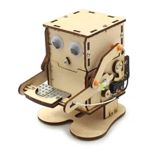 Pénz persely kreatív pénzevő robot elemes motoros falapokból gyerekeknek DIY