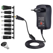 Hálózati tápegység adapter 30W cserélhető fejekkel (3-12V)+USB