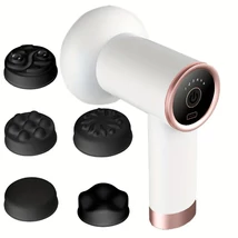 Masszázspisztoly akkumulátoros, mélymasszázs masszírozó, 5 fejjel (fehér) Masszázspisztoly akkumulátoros, mélymasszázs masszírozó, 5 fejjel (fehér)