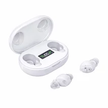 Mini fülbe helyezhető digitális hangosító eszköz fehér kivitelben töltőtokkal MIN2005