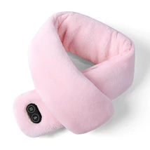 Nyakmelegítő fűthető és több fokozatú vibrációs masszírozó velúr sál USB-s (rózsaszín / pink)