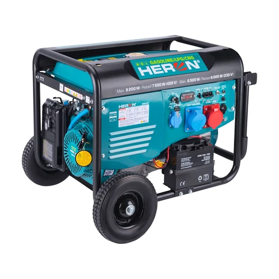 HERON benzin-gázmotoros áramfejlesztő aggregátor ATS előkészítéssel 8000 VA, 230 V (8896326)