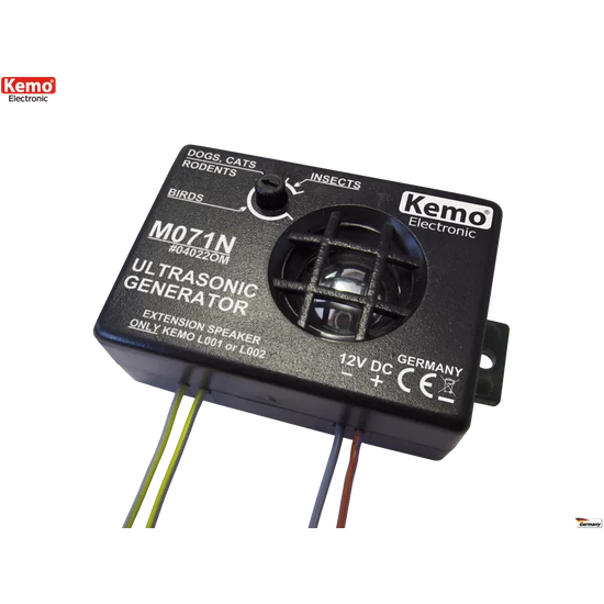 Állítható ultrahangos állatriasztó, kártevőriasztó 12V-os Kemo M071N