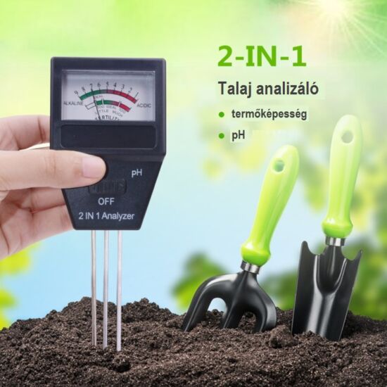 Talaj pH mérő és termőképesség mérő kertészeti eszköz 3 szondával