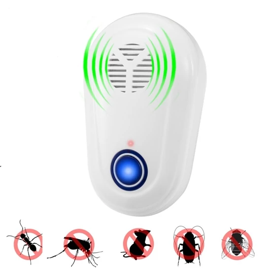 Egérriasztó ultrahangos elektromos fehér 60m2 4W (angol csatlakozó +átalakító)